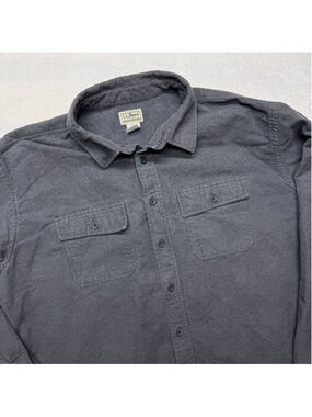 Men's L.L.Bean Vintage Chamois Gray Flannel Casual Button Down Shirt XXL Tall